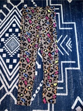 POP Fit Tan Leggings with Neon Leopard Print